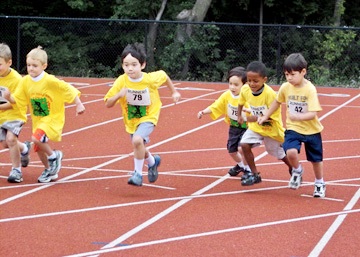kids racing on the track